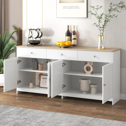 Weißes Sideboard mit 3 Schubladen & 4 Türen – 160x37x75 cm