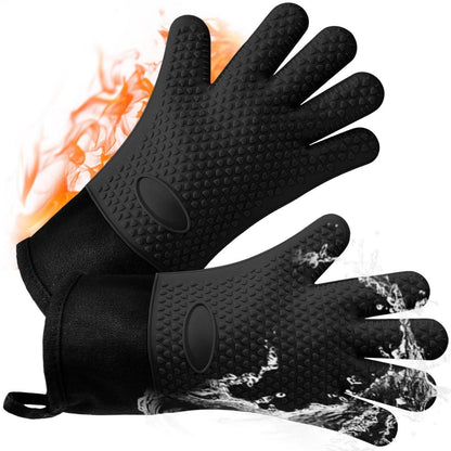 2er Set Ofenhandschuhe Silikon, Hitzebeständig & Rutschfest