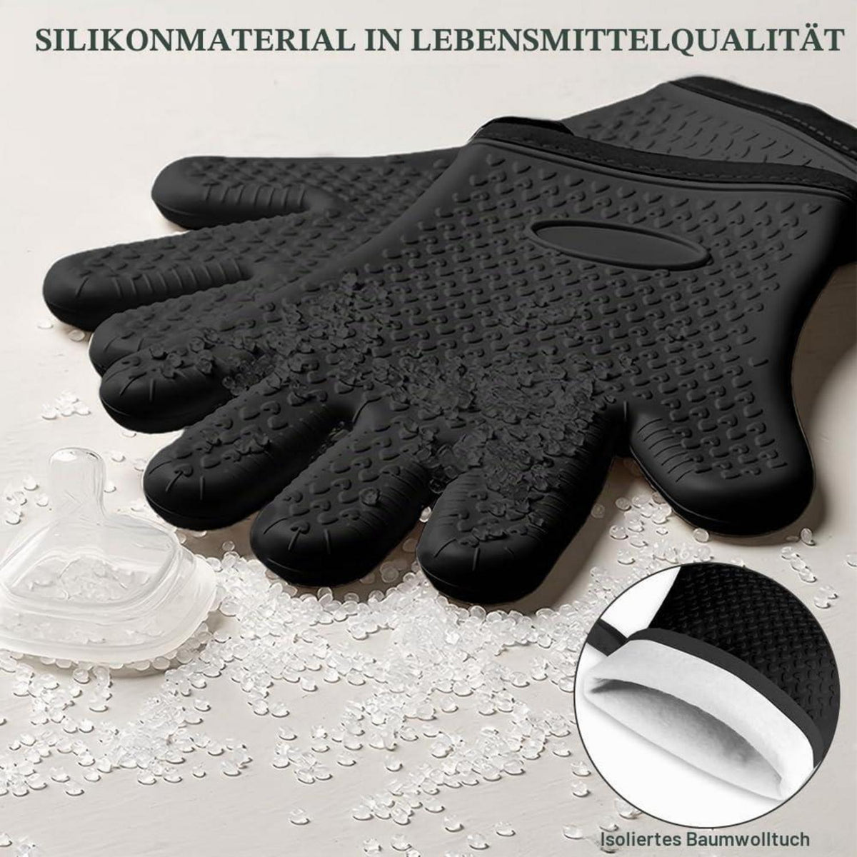 2er Set Ofenhandschuhe Silikon, Hitzebeständig & Rutschfest