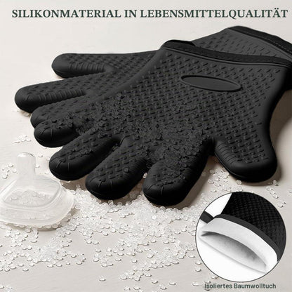 2er Set Ofenhandschuhe Silikon, Hitzebeständig & Rutschfest