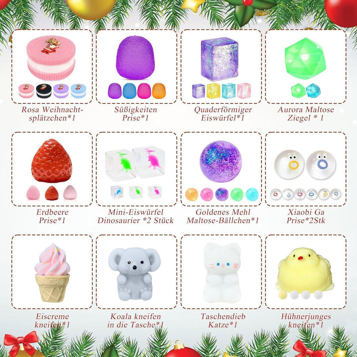 Fidget Adventskalender 2026 Kawaii Mochi Set Stressabbau Geschenk