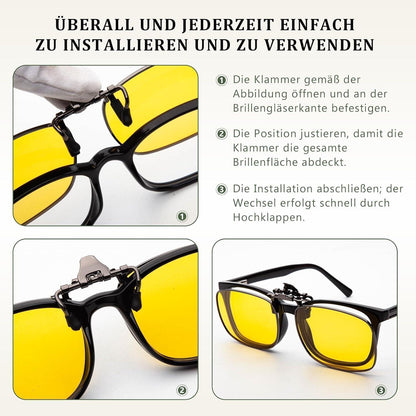 Clip-On Sonnenbrille polarisiert UV400 Nachtfahrbrille Metallrahmen