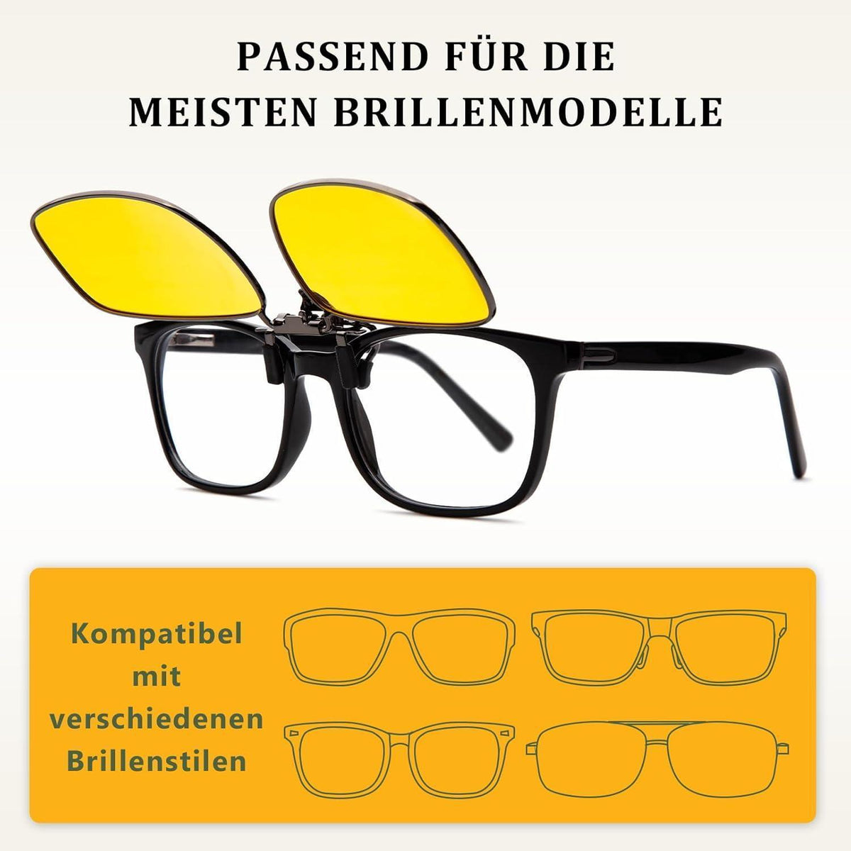 Clip-On Sonnenbrille polarisiert UV400 Nachtfahrbrille Metallrahmen