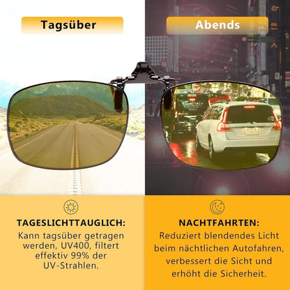Clip-On Sonnenbrille polarisiert UV400 Nachtfahrbrille Metallrahmen
