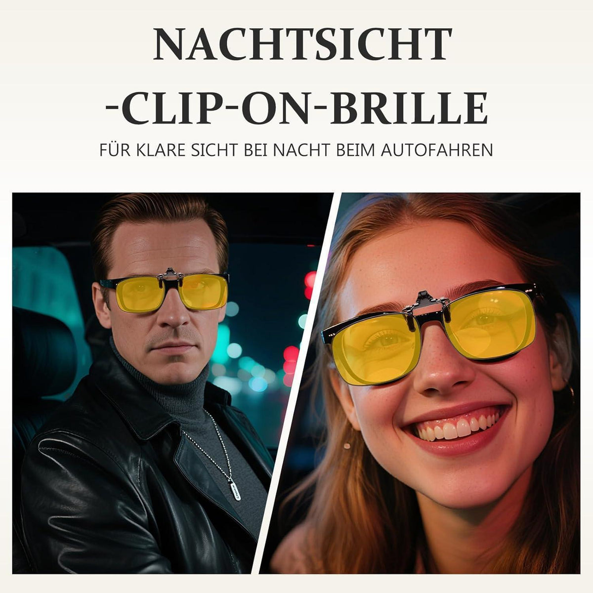 Clip-On Sonnenbrille polarisiert UV400 Nachtfahrbrille Metallrahmen