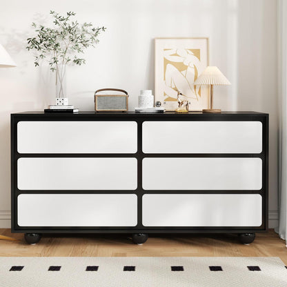Modernes Sideboard mit 6 Schubladen Schwarz Weiß