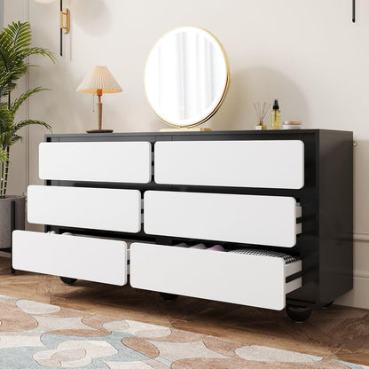 Modernes Sideboard mit 6 Schubladen Schwarz Weiß