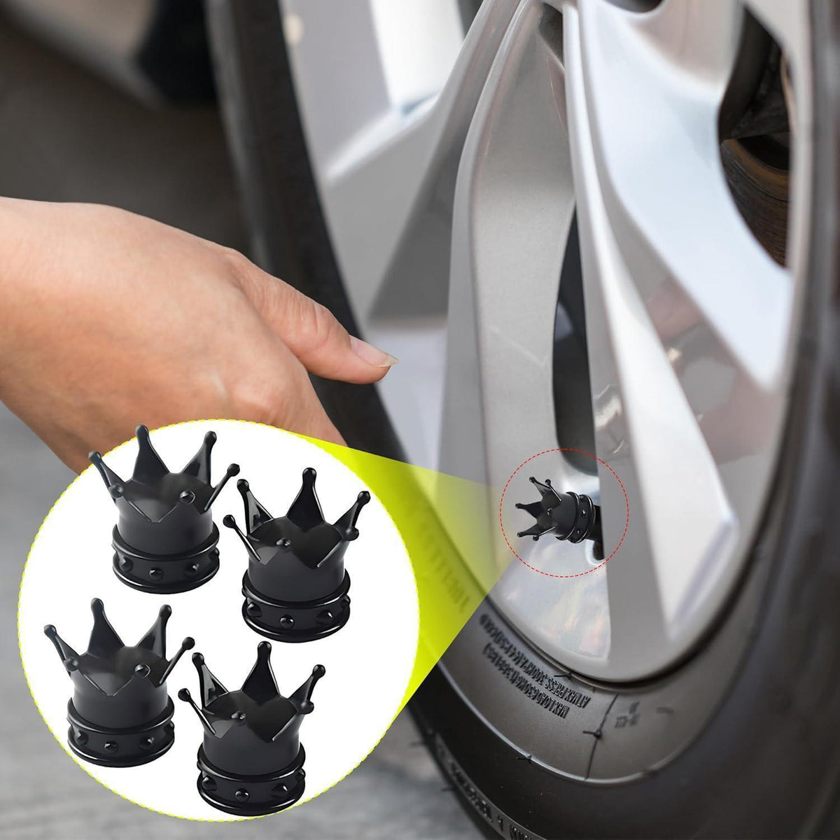 4x Kronen Ventilkappen Metall – Autoreifen & Fahrradventile