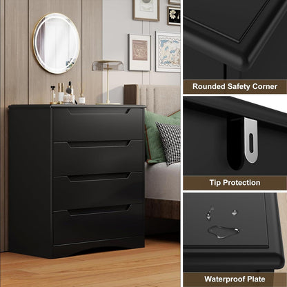 Schwarze Kommode mit 4 Schubladen – Schlafzimmer & Wohnzimmer