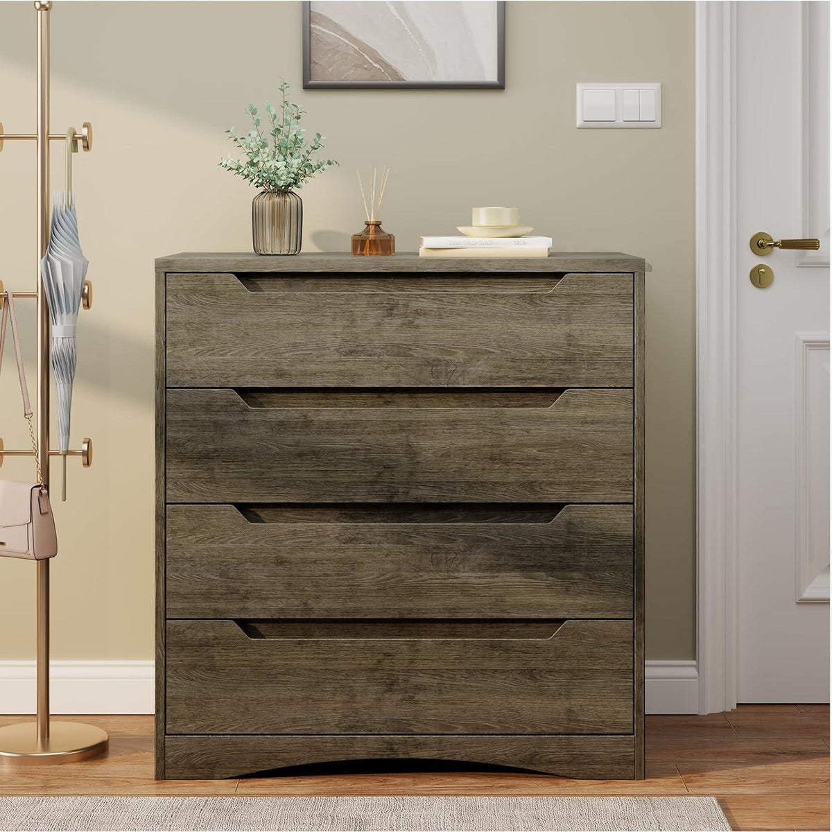 Weißes 4-Schubladen Sideboard | Schlafzimmer Kommode 71x41x82 cm
