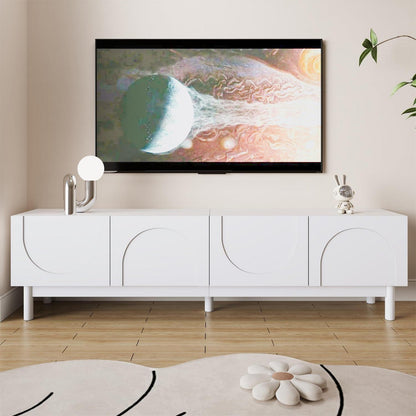 TV Lowboard mit Wellenförmigen Türen – Weiß, 169cm