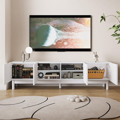 TV Lowboard mit Wellenförmigen Türen – Weiß, 169cm