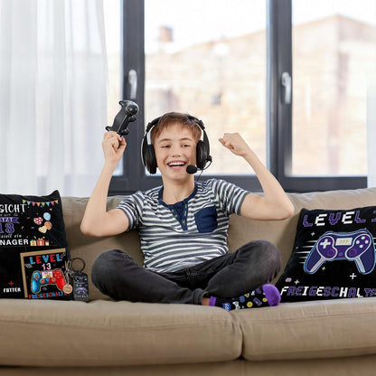 Gamer Geschenk 12. Geburtstag – Kissen, Socken & Geldkarte