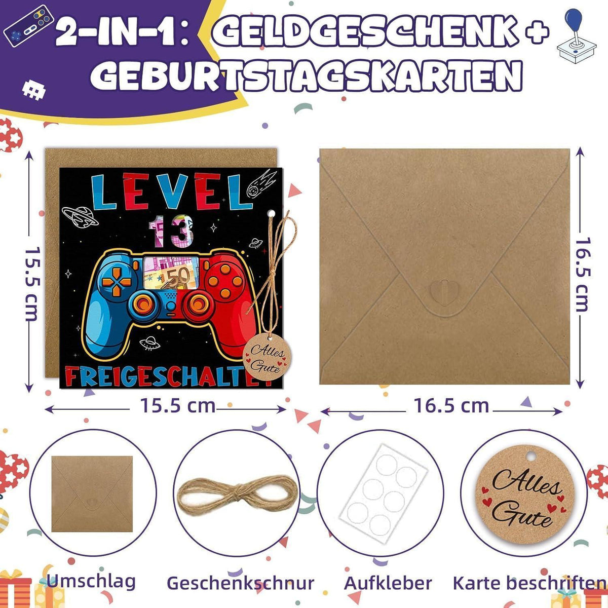 Gamer Geschenk 12. Geburtstag – Kissen, Socken & Geldkarte