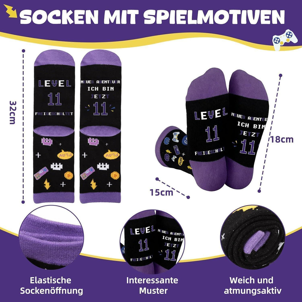 Gamer Geschenk 12. Geburtstag – Kissen, Socken & Geldkarte