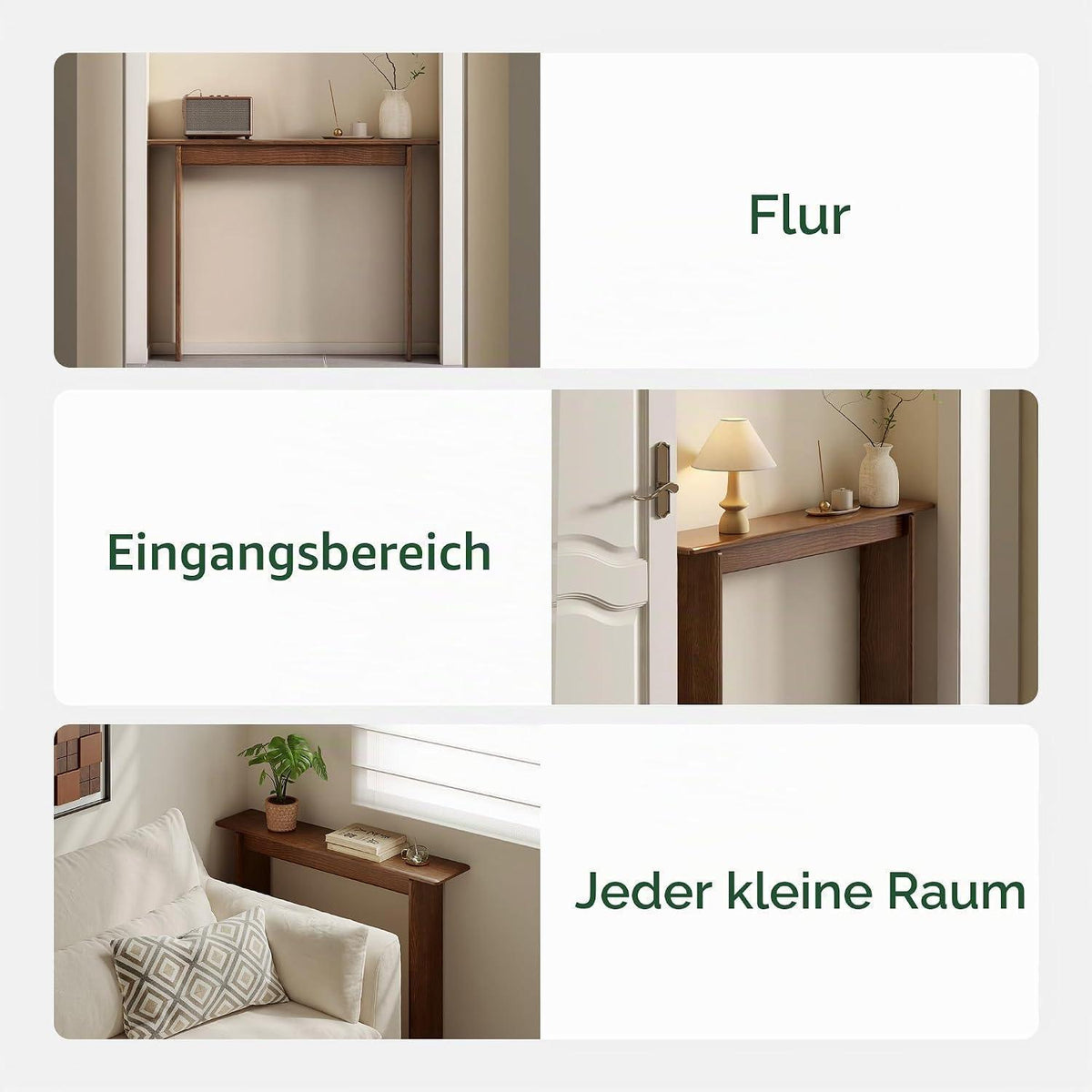 Schmaler Konsolentisch Eiche Massivholz – Platzsparend & Stabil