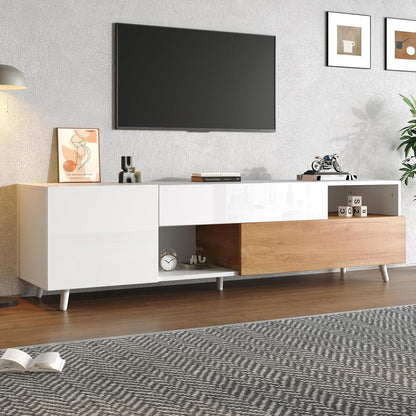 TV Lowboard 180cm Weiß & Natur | Modernes Wohnzimmer Möbel