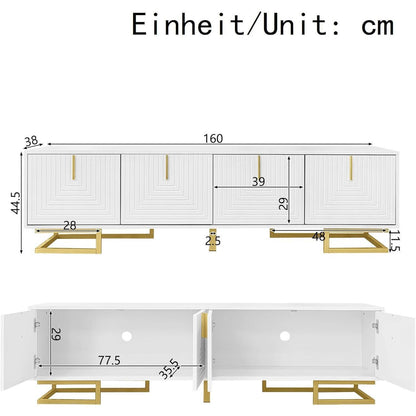 Moderner TV-Schrank Weiß mit goldenen Akzenten 160cm