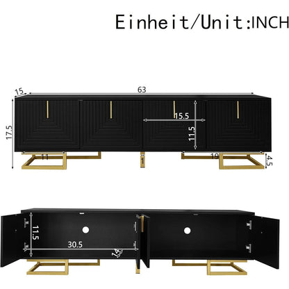 Moderner TV-Schrank 160cm mit goldenen Akzenten & Stauraum