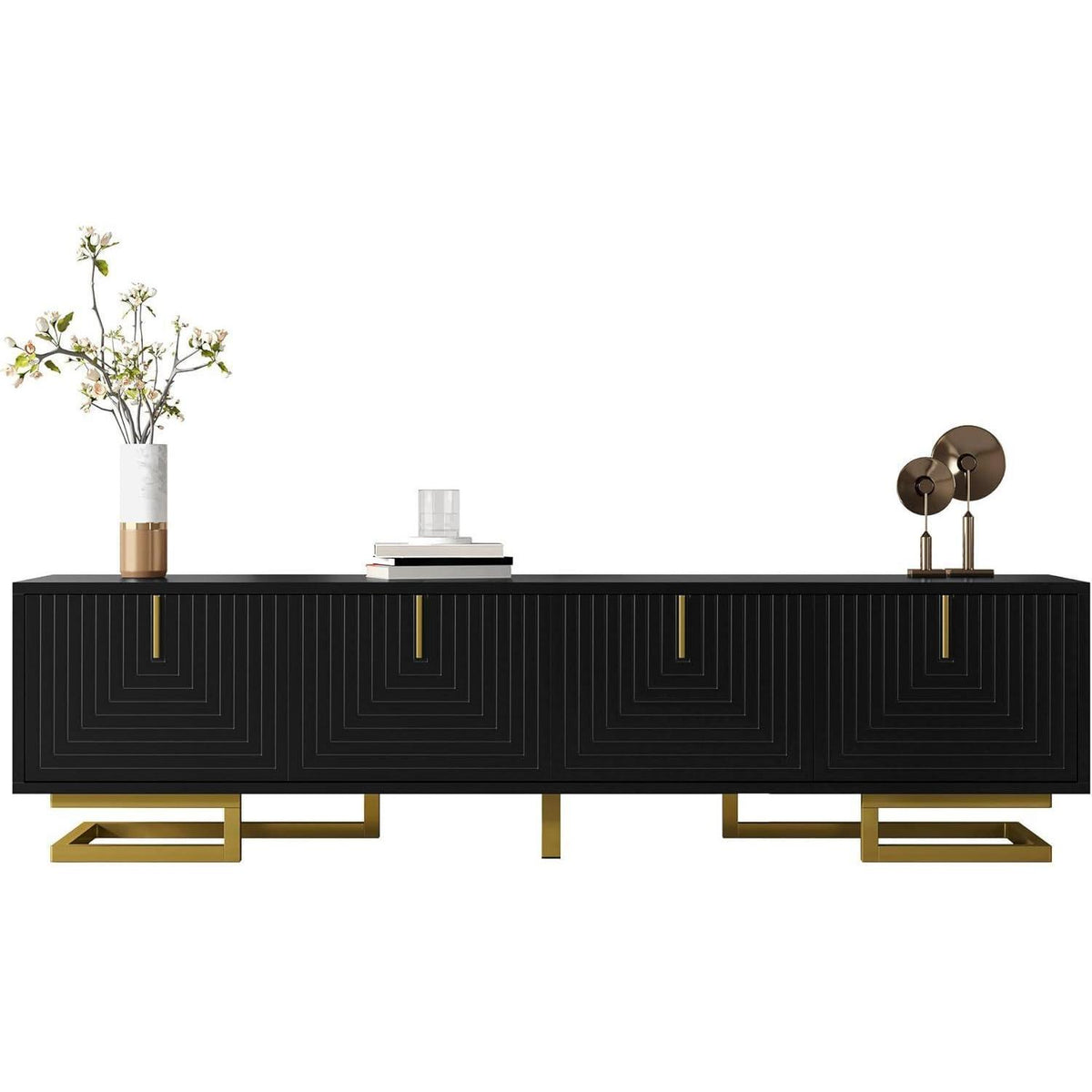 Moderner TV-Schrank 160cm mit goldenen Akzenten & Stauraum