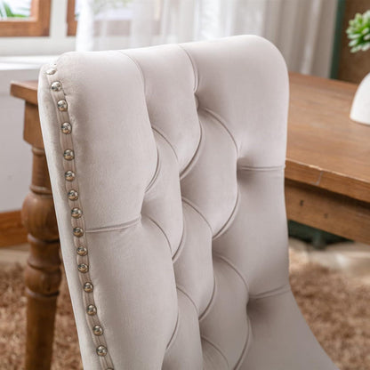 Esszimmerstühle Set 4er – Samt, Beige, Gepolstert & Stabil