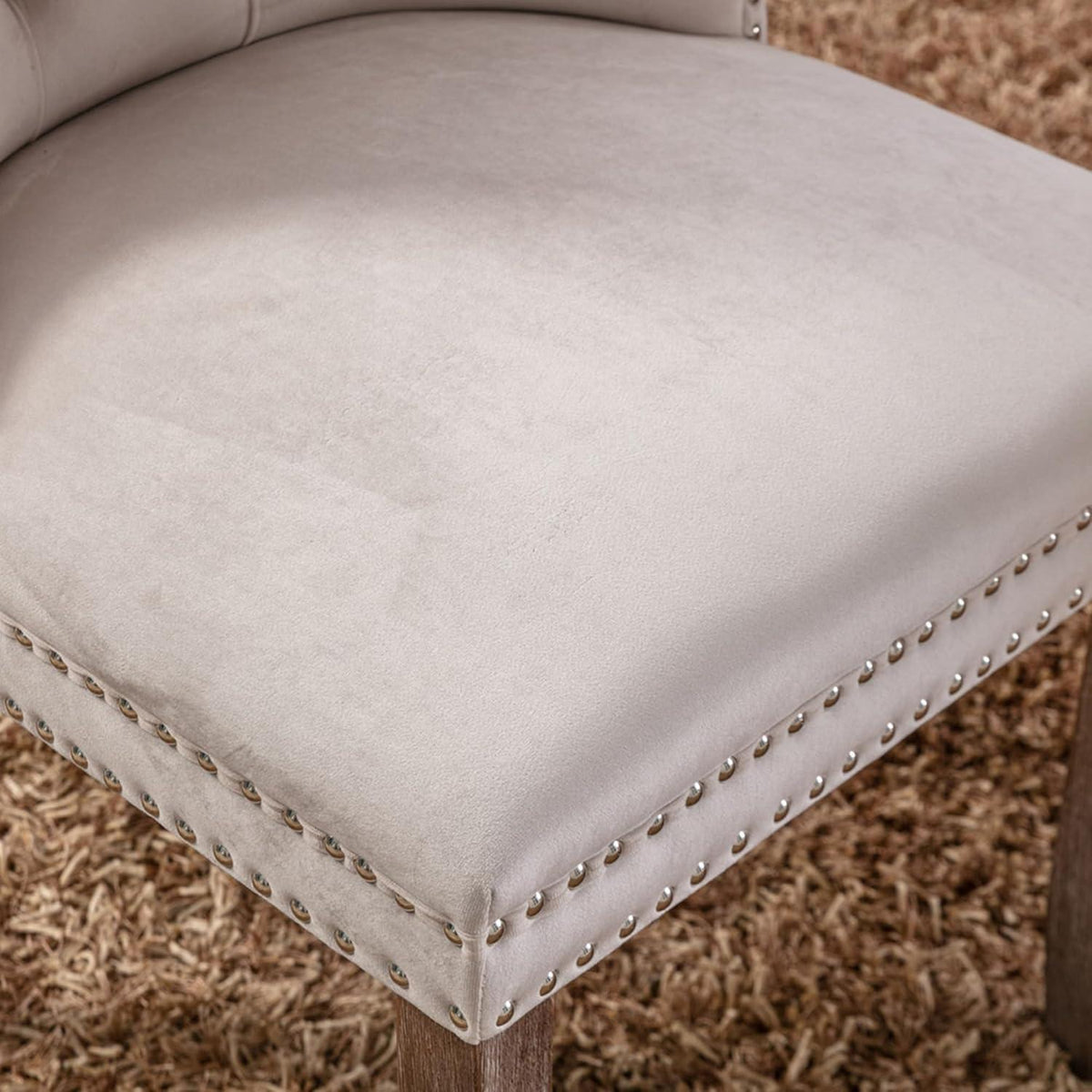 Esszimmerstühle Set 4er – Samt, Beige, Gepolstert & Stabil