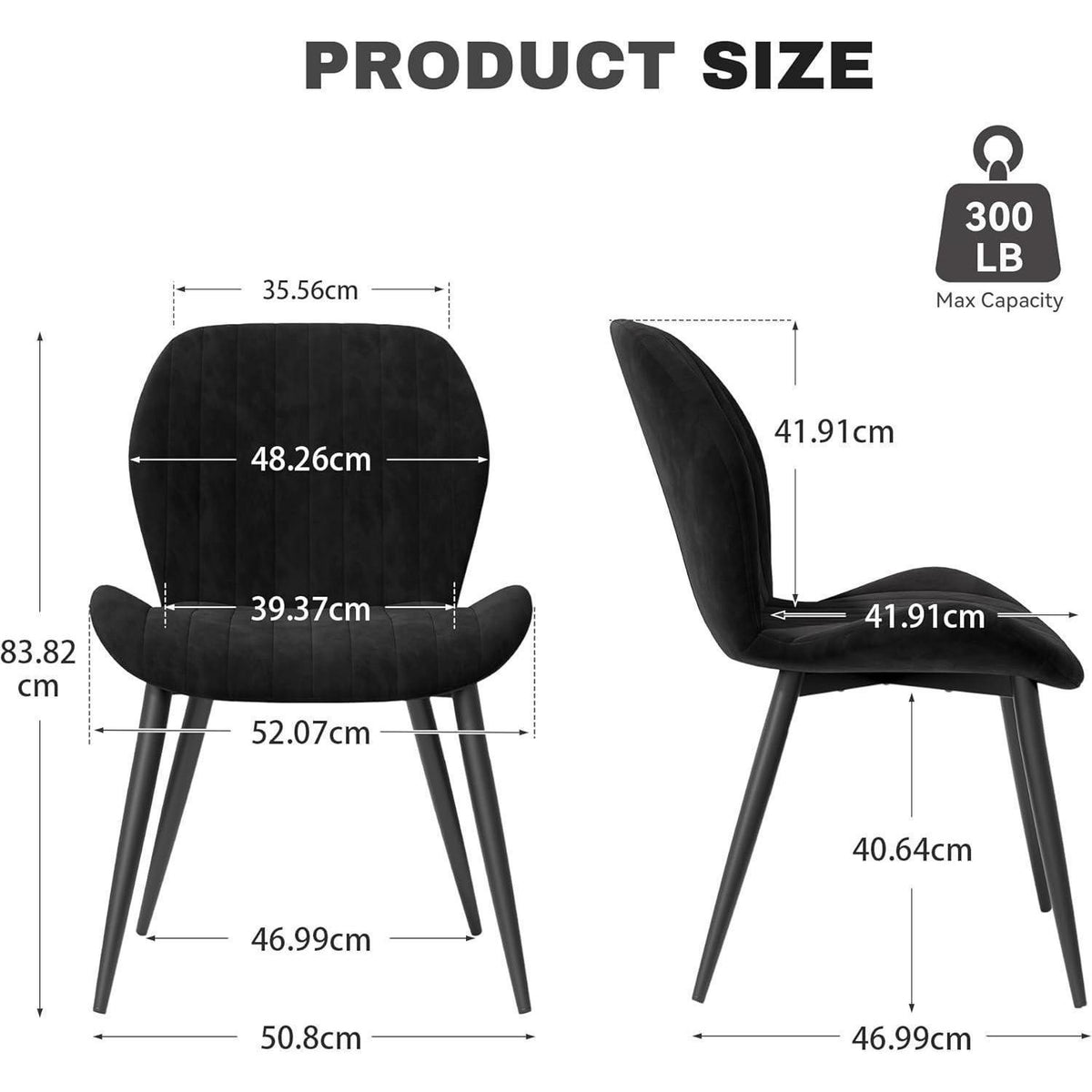 Esszimmerstühle Set 4er – Bequemer Samt-Stuhl Schwarz