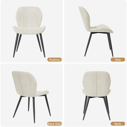 Esszimmerstühle Set 4er – Samt Creme, Ergonomisch & Robust