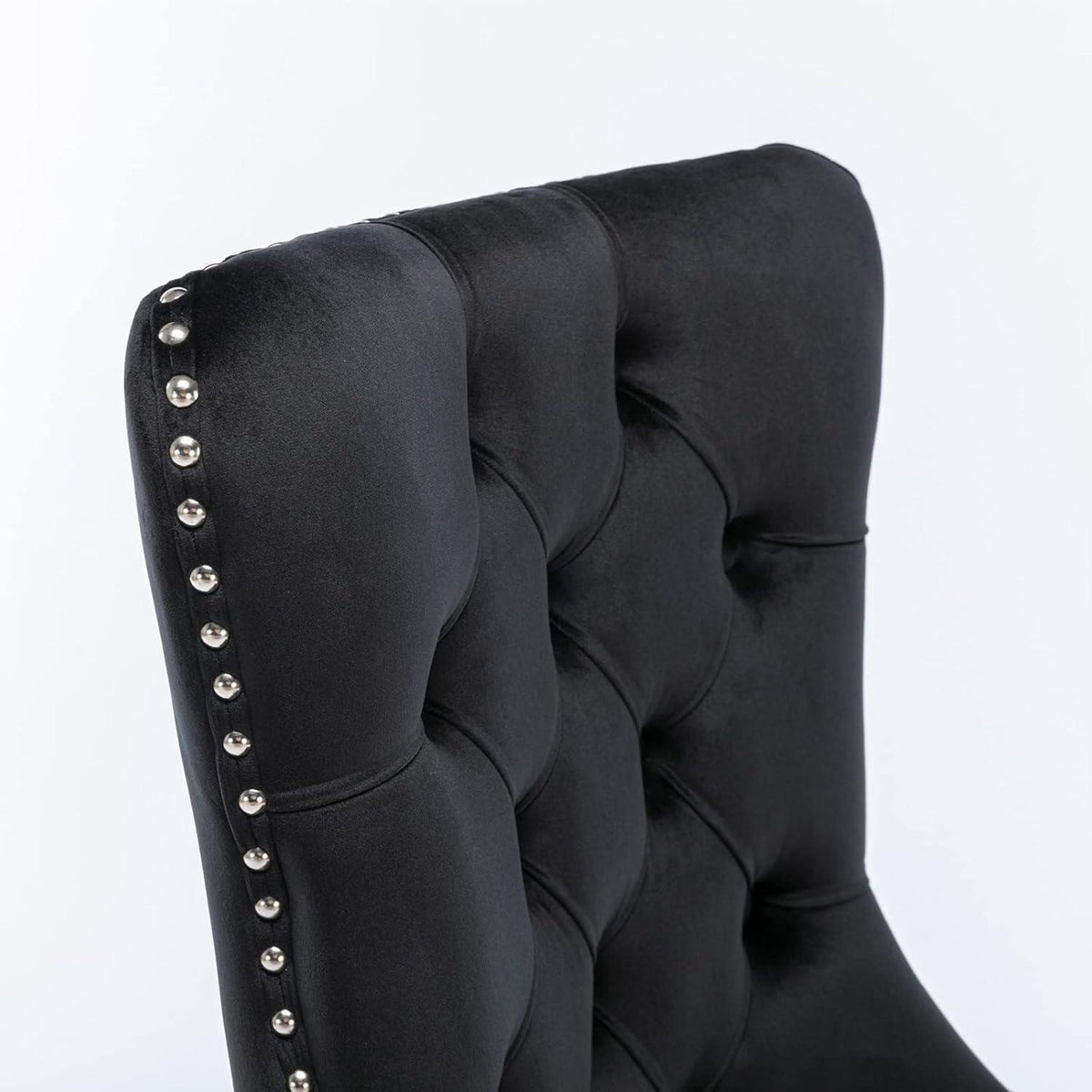 Esszimmerstühle 6er Set Samt, Gepolstert & Nieten Design Schwarz