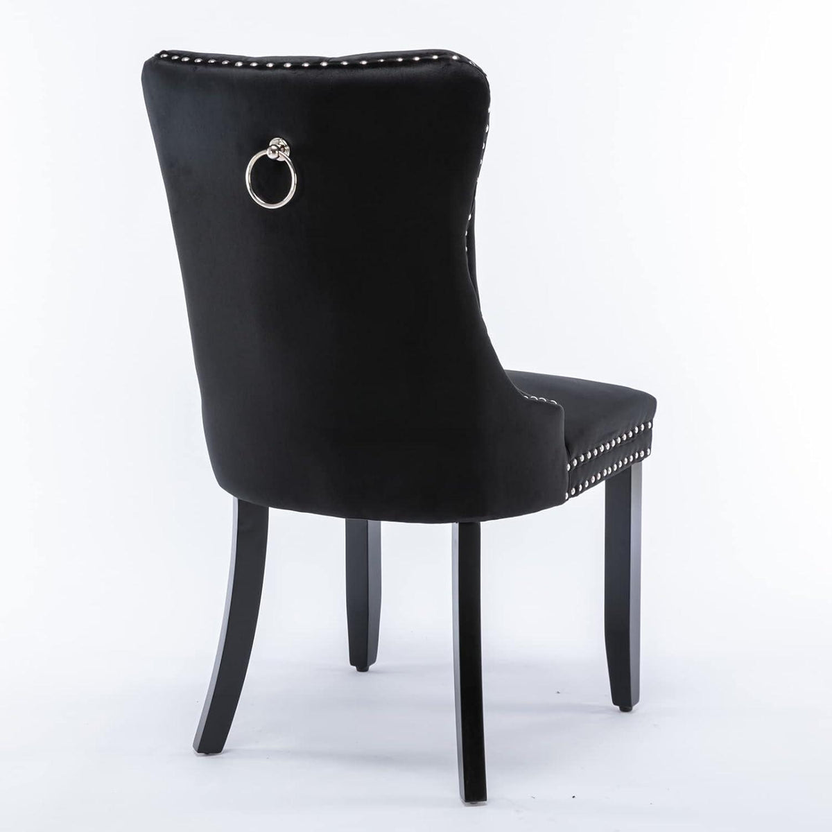 Esszimmerstühle 6er Set Samt, Gepolstert & Nieten Design Schwarz