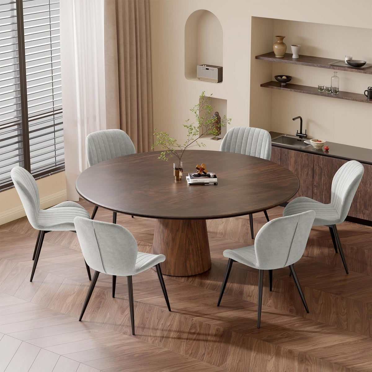 Esszimmerstühle 6er Set Grau Samt | Ergonomisch & Robust