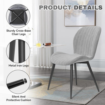 Esszimmerstühle 6er Set Grau Samt | Ergonomisch & Robust