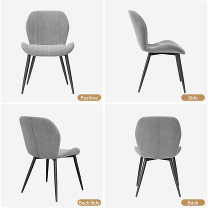 Esszimmerstühle 6er Set Grau Samt | Ergonomisch & Robust
