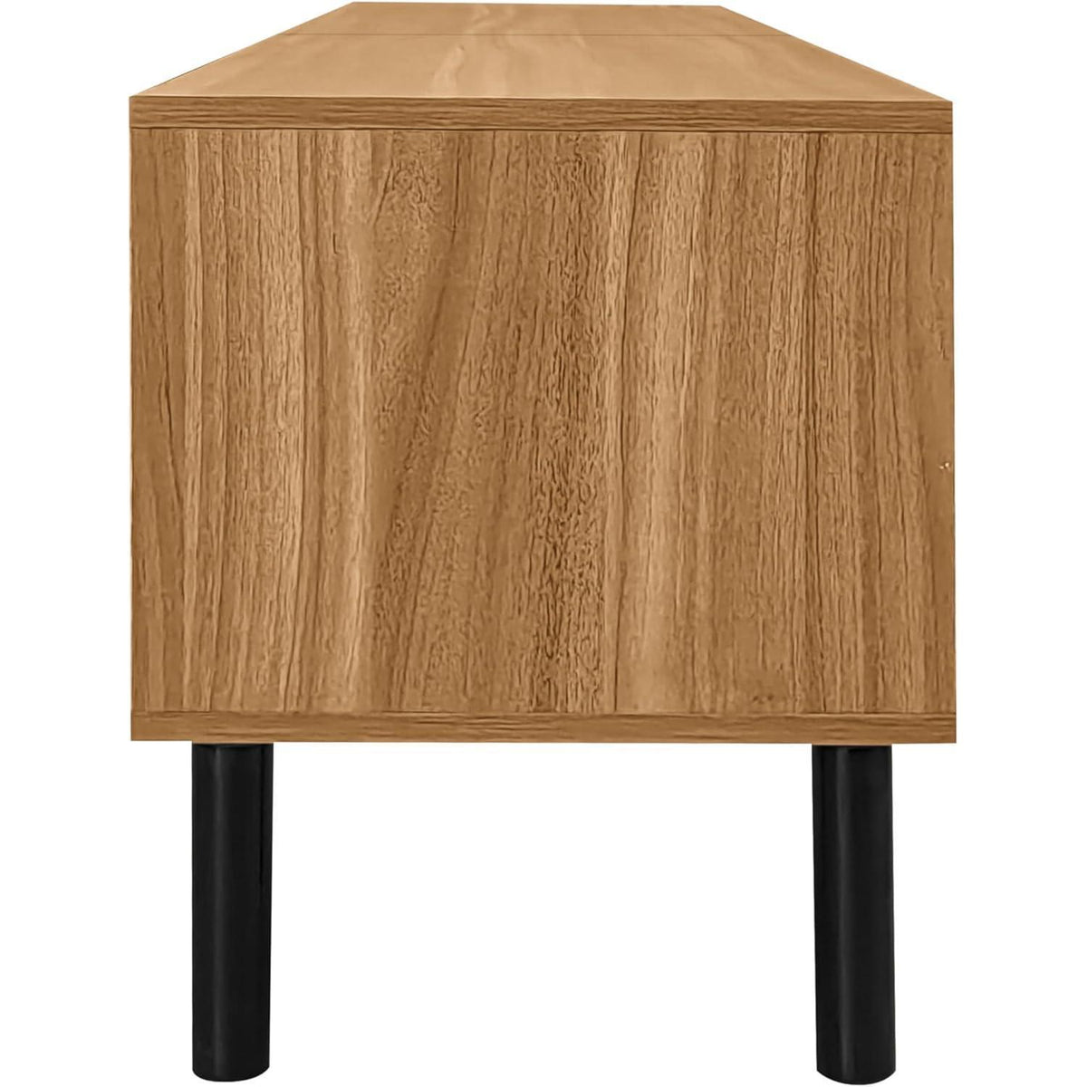 TV Lowboard Schwarz Naturholz mit Stauraum & Kabelmanagement