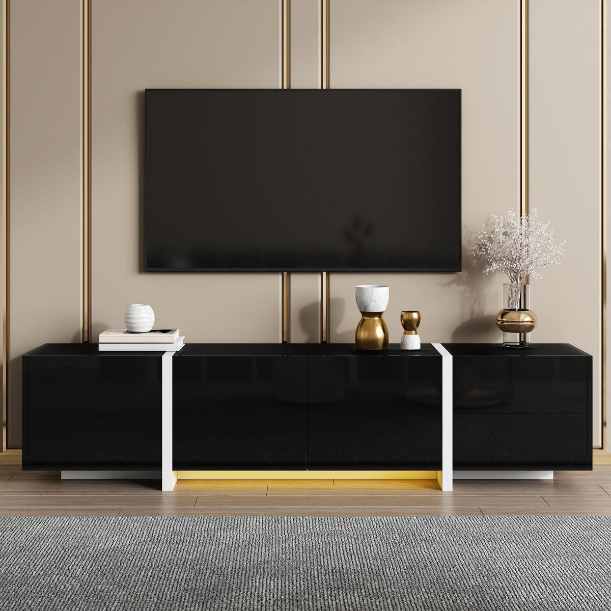 Schwarz TV Lowboard mit Schublade & Türen – 170x30x39cm