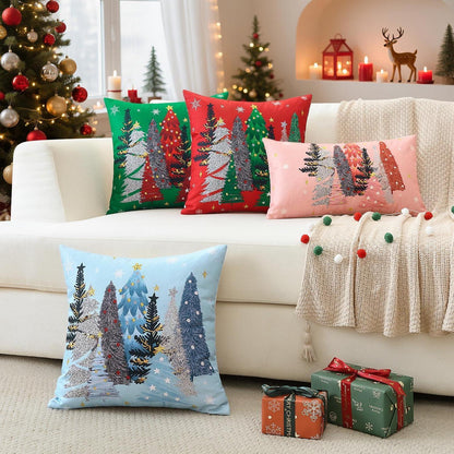 Weihnachtlicher Kissenbezug 50x50 cm, Blau mit Weihnachtsmotiven