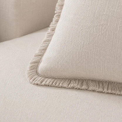 2er Set Baumwoll Kissenbezüge mit Fransen, 40x40 cm, Beige