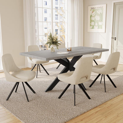 Ausziehbarer Esstisch mit Stühlen – Grau & Beige Essgruppe