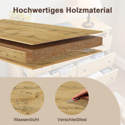 Kommode mit 7 Schubladen | Sideboard Holz, Verstellbar, 152x40x89cm
