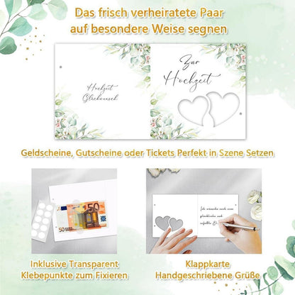Geldgeschenk Hochzeit: Elegante Geschenkbox mit Karte & Herz-Holzspänen
