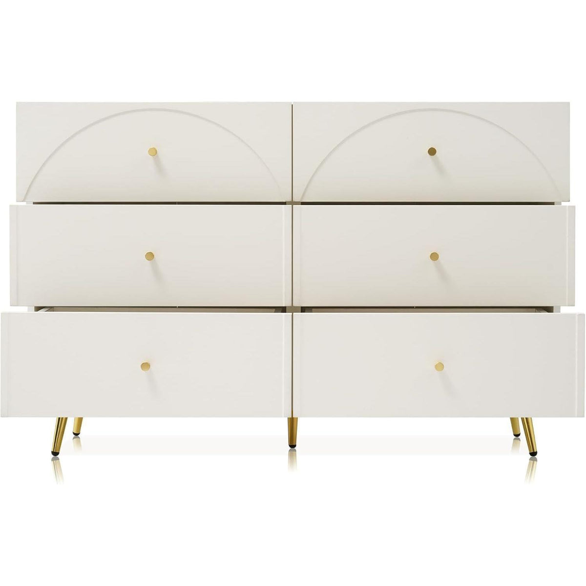 Weißes Sideboard mit 6 Schubladen – 120x40x85cm (Stil A)