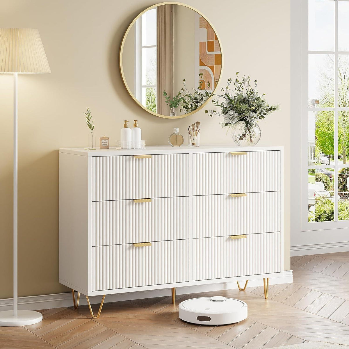 Moderne Kommode 6 Schubladen Weiß – Schrank für Schlafzimmer & Wohnzimmer