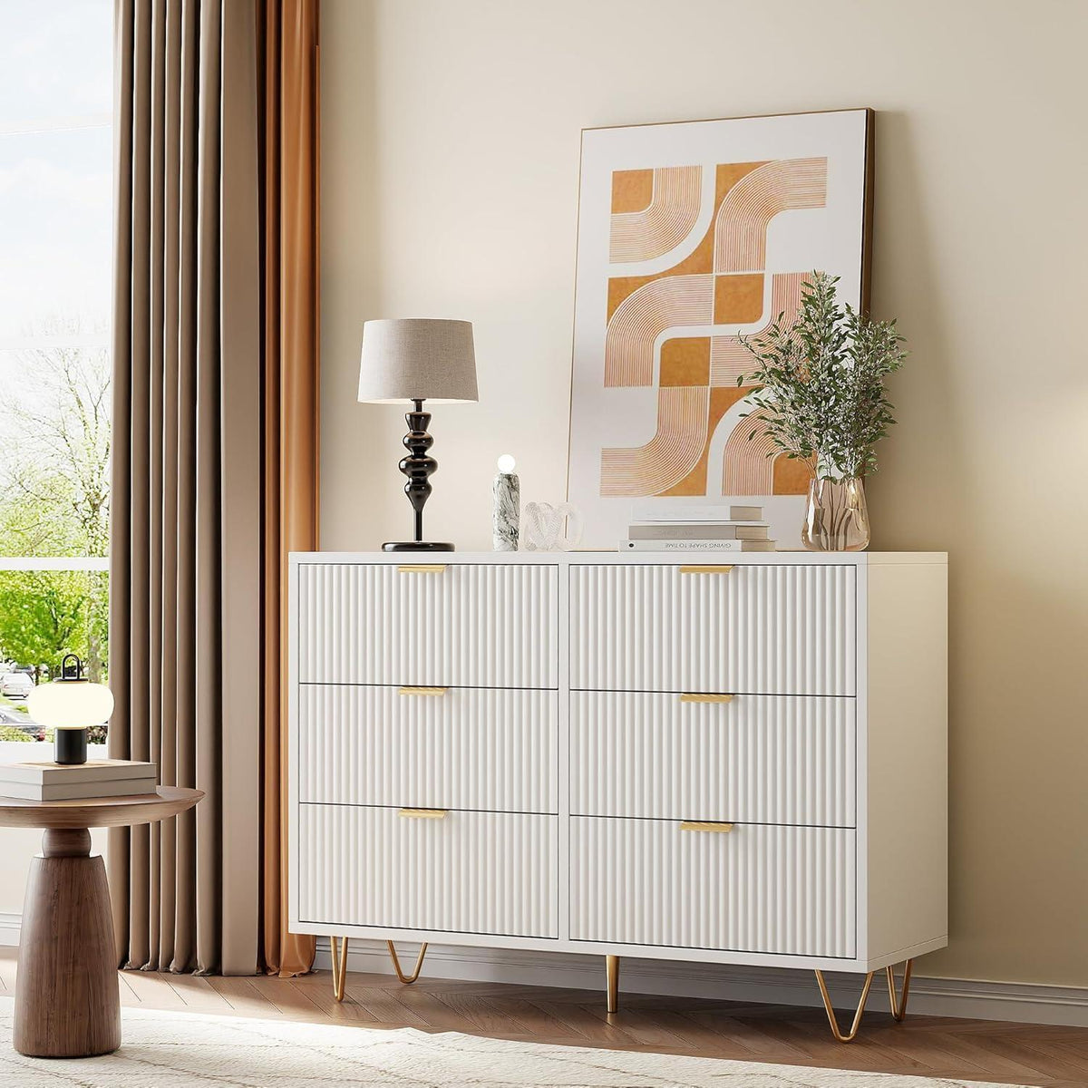 Moderne Kommode 6 Schubladen Weiß – Schrank für Schlafzimmer & Wohnzimmer