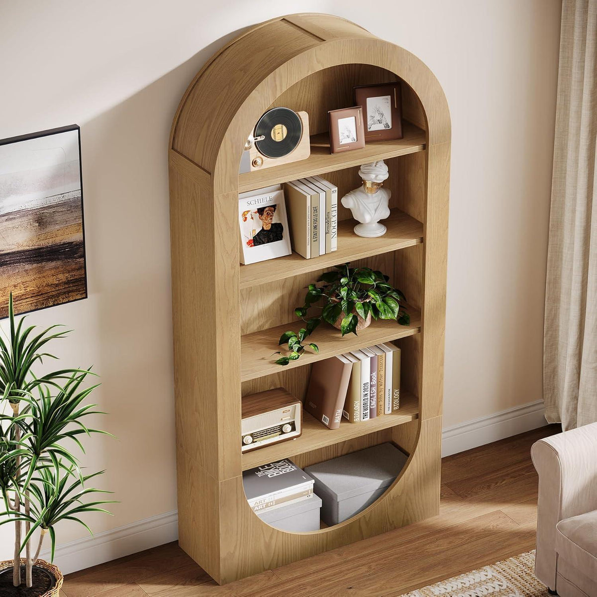 Tribesigns Gewölbtes Bücherregal mit 5 Ebenen – Industrial Design