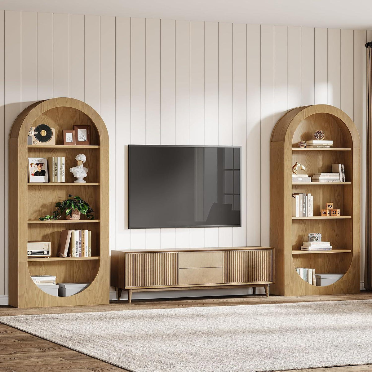 Tribesigns Gewölbtes Bücherregal mit 5 Ebenen – Industrial Design