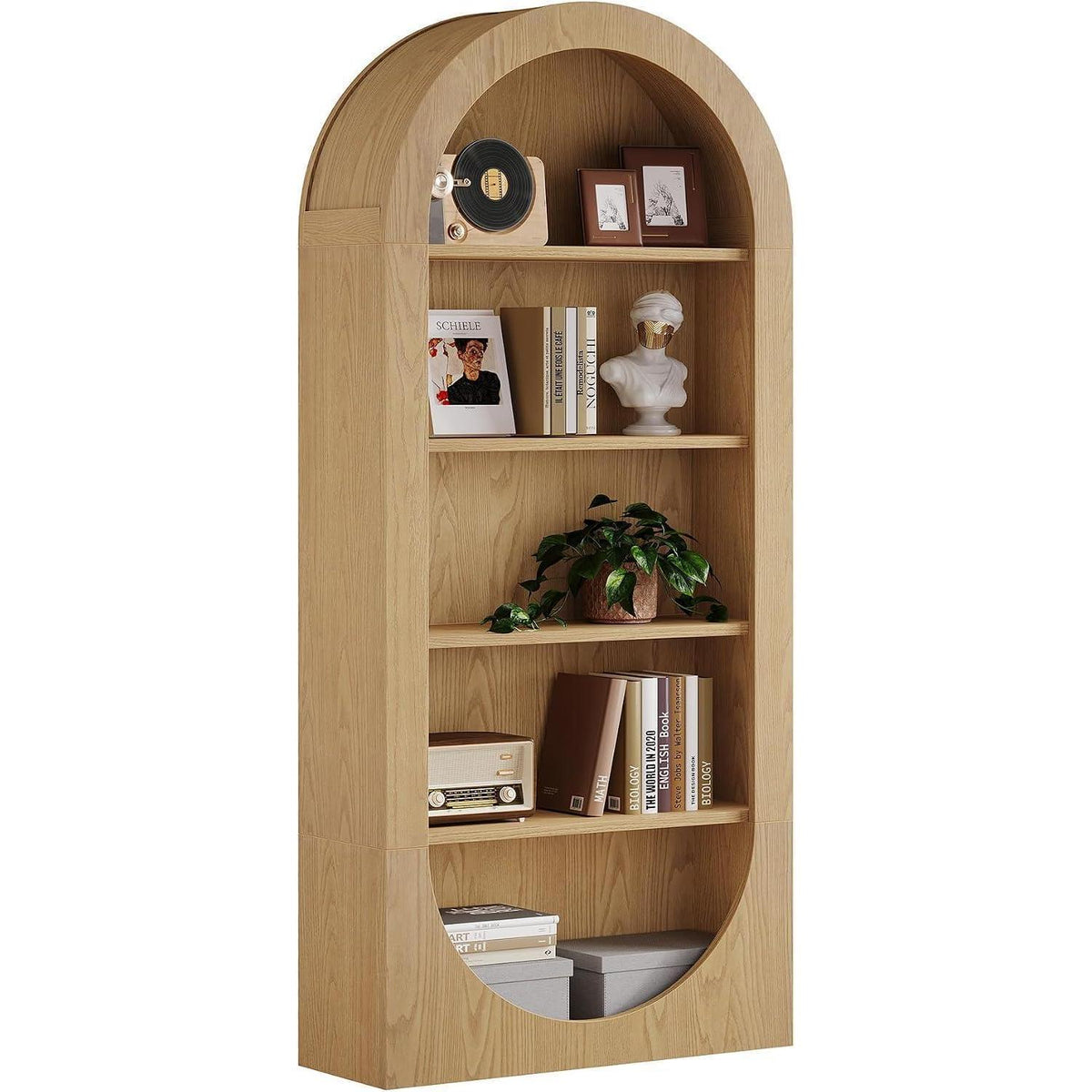 Tribesigns Gewölbtes Bücherregal mit 5 Ebenen – Industrial Design