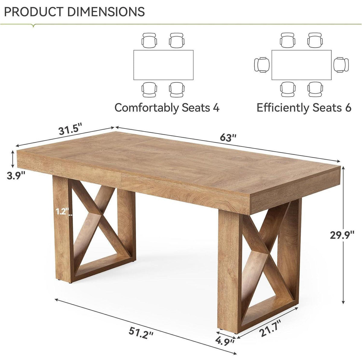 160 cm Esstisch Landhausstil – Platz für 4-6 Personen