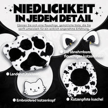 Gaming Stuhl Katze mit Fußstütze & Katzenohren, Ergonomisch, 200kg, Schwarzweiß