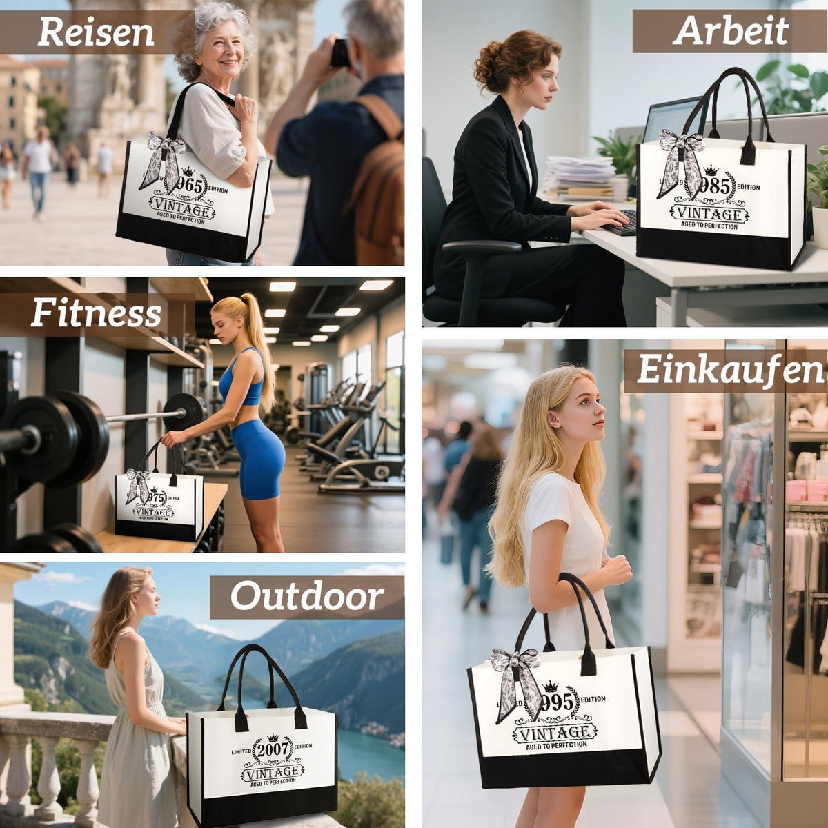 Canvas Einkaufstasche & Kosmetiktasche Geschenk für Mama
