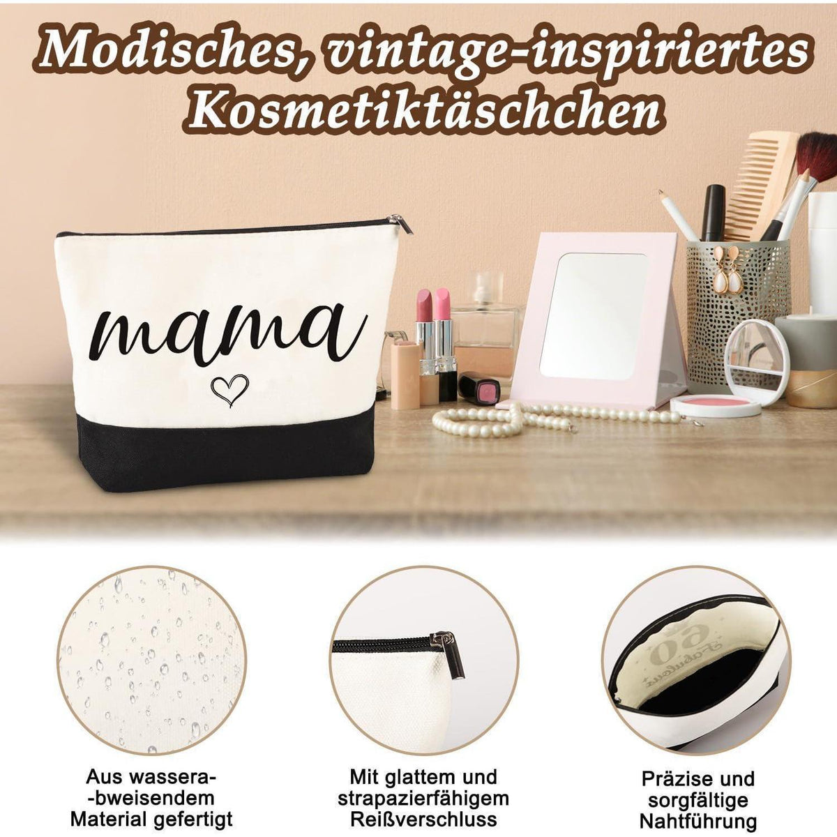 Canvas Einkaufstasche & Kosmetiktasche Geschenk für Mama